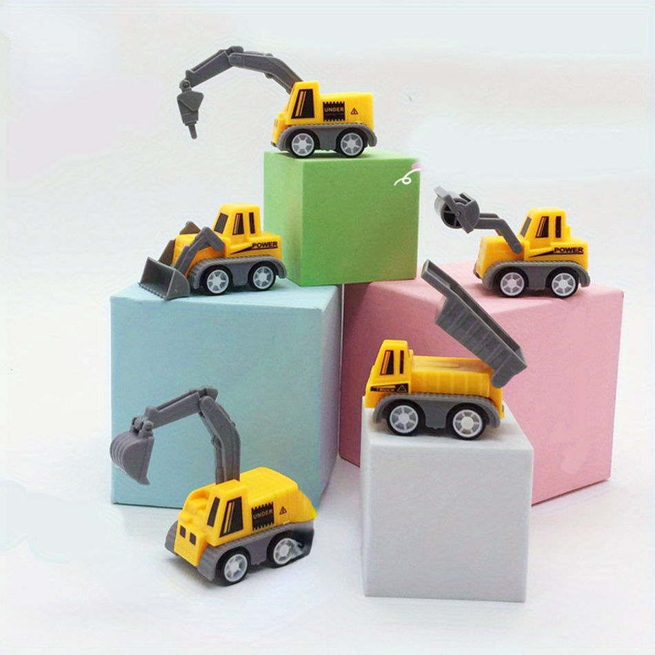 Voiture de dessin animé pour enfants de 0 à 3 ans, ensemble de 4 pièces,  jouets d'ingénierie, mélangeur de Construction, camion à benne, voiture à  inertie, cadeaux d'anniversaire pour bébés