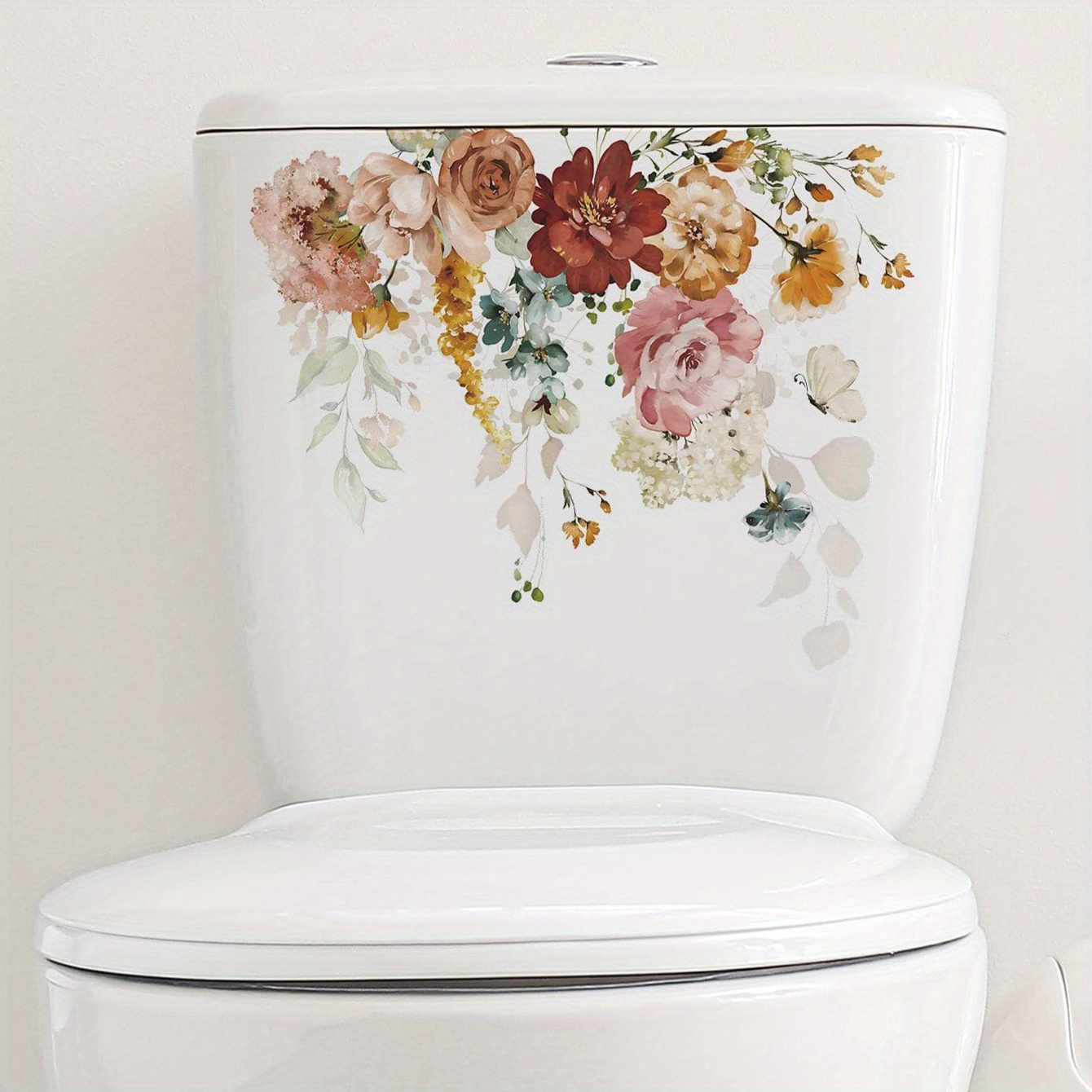 Removable Floral Butterfly Toilet Bowl Sticker Waterproof Temu