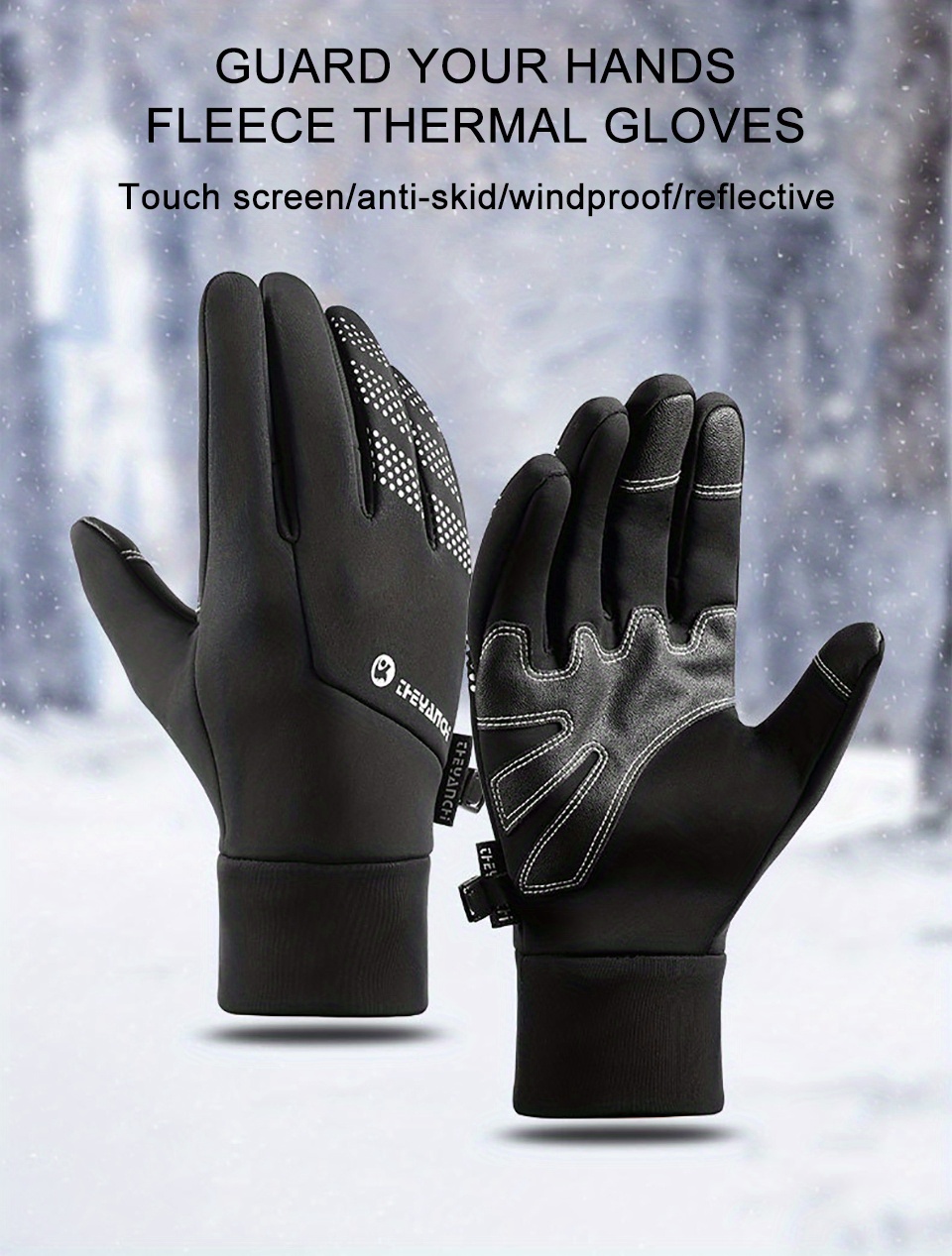 Reflective Zipper Warm Fishing Gloves Winter Touch Screen - Temu