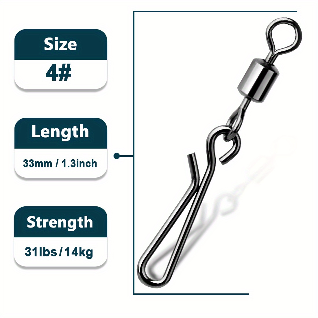 Image of 9km Fishing Swivels Snaps 50pcs Fishing Rolling Swivel Snap Lures Connector Saltwater Fishing Clip Snap Trolling Tackle