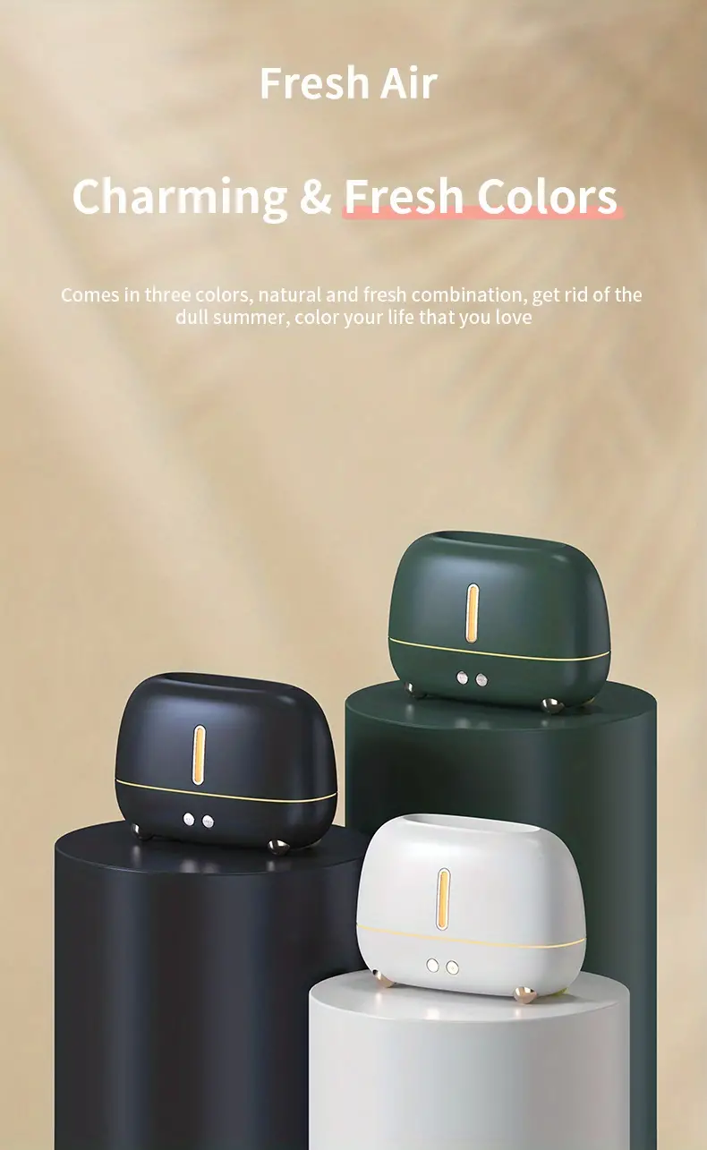 1pc colorful flame humidifier with night lights aroma diffuser air purifier and  oil machine details 3