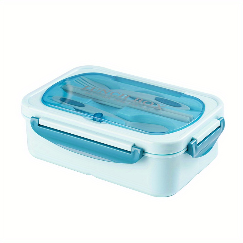 1set Portable Three-compartment Lunch Box With Bag And Cutlery, Airtight  Microwavable Plastic Bento Box For Kids