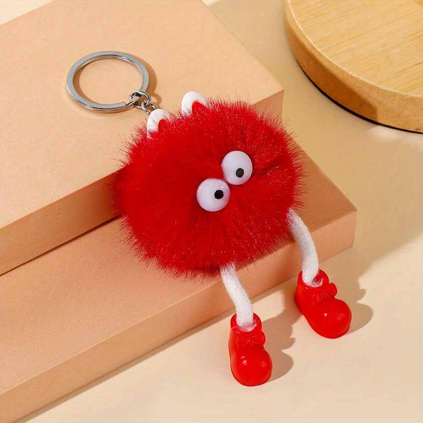 Cute Cartoon Plush Doll Pom Pom Monster Keychain Car Pendant Keyring  Ornament Bag Purse Charm Accessories - Temu Norway