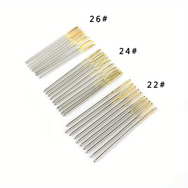 Folewr Sticknadeln Set – 100 Stück, Größe 26 Für 14 CT Kreuzstich, Goldfarben, In Aufbewahrungsflasche