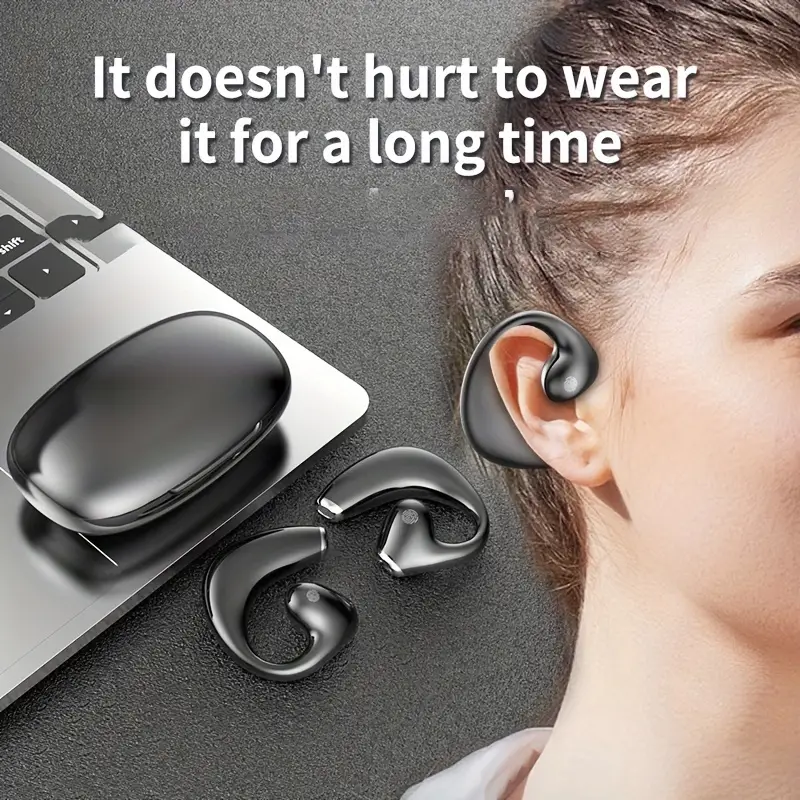 awei earphone wireless non in ear air conduction earphones sports running cycling driving business meetings high quality earphones extra long standby intelligent digital display games esports music earphones details 2