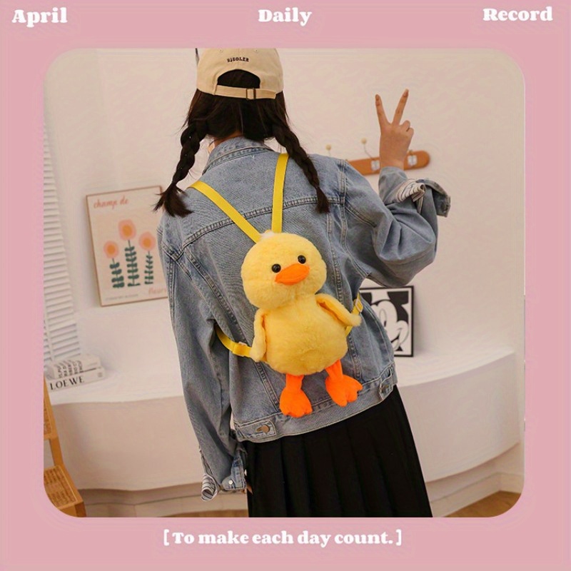 1pc Novelty Bag, Cute Mini Little Yellow Duck Design Backpack, Adjustable  Strap Cartoon Plush Bag, Party Gift Bag