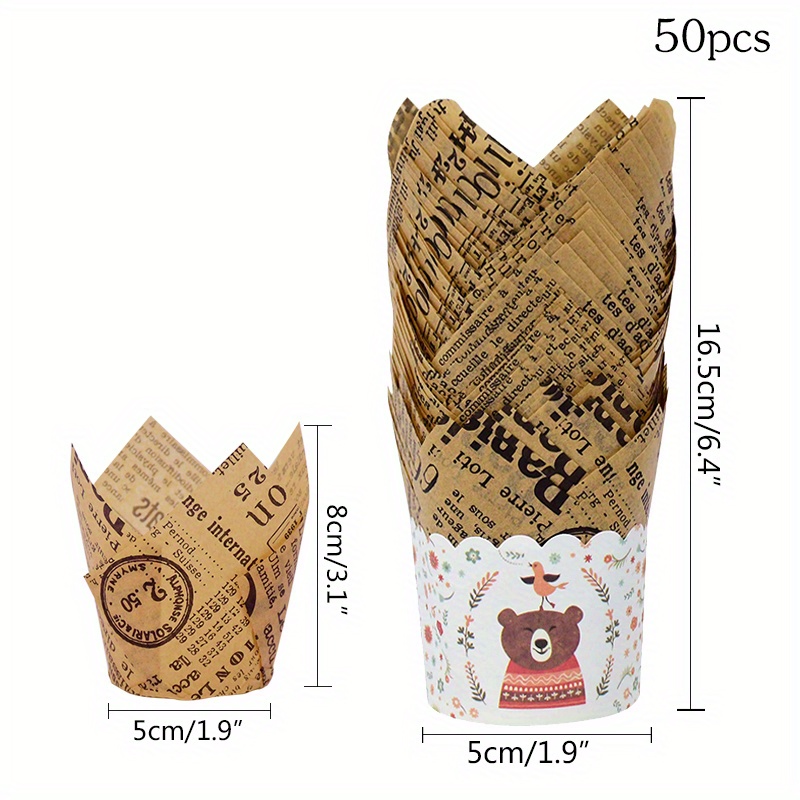 50pcs tulip muffin cups disposable cupcake cups heat resistant greaseproof paper cupcake liners muffin molds baking tools kitchen gadgets kitchen accessories Product details 0