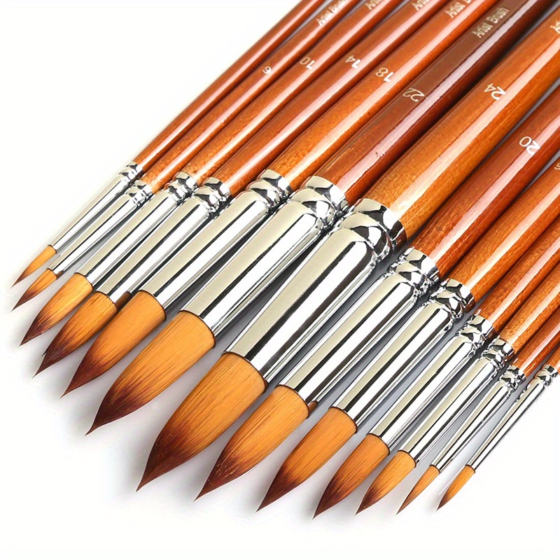 Paint Brushes Set 24 Professional Wood Handle Detail Acrylic Oil Painting  Art