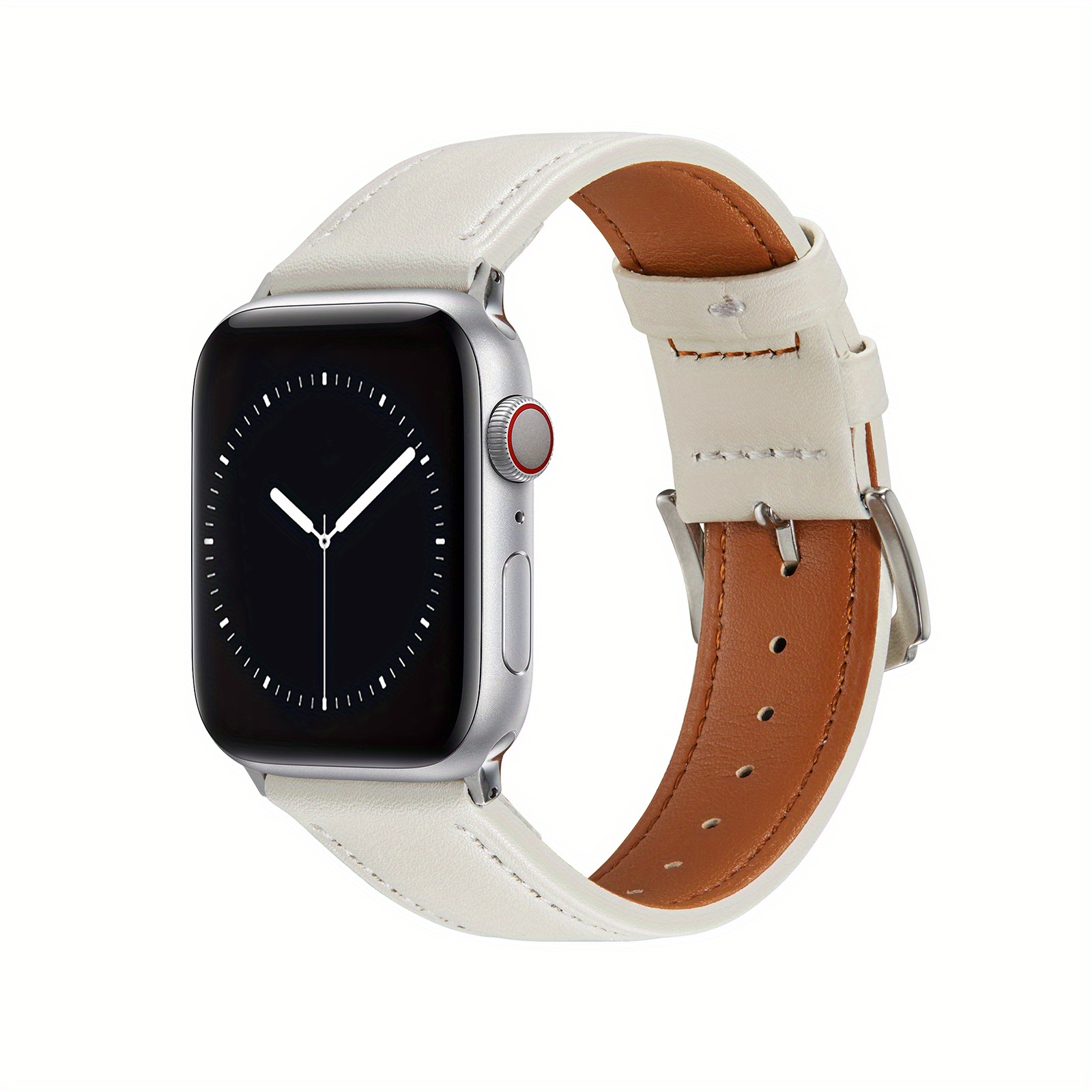 Temu Leather Compatible with Watch Band 8 45mm 44mm 41mm 49mm Soft Genuine Leather for Women Men Butterfly Buckle Clasp Replacement Bracelet for iWatch