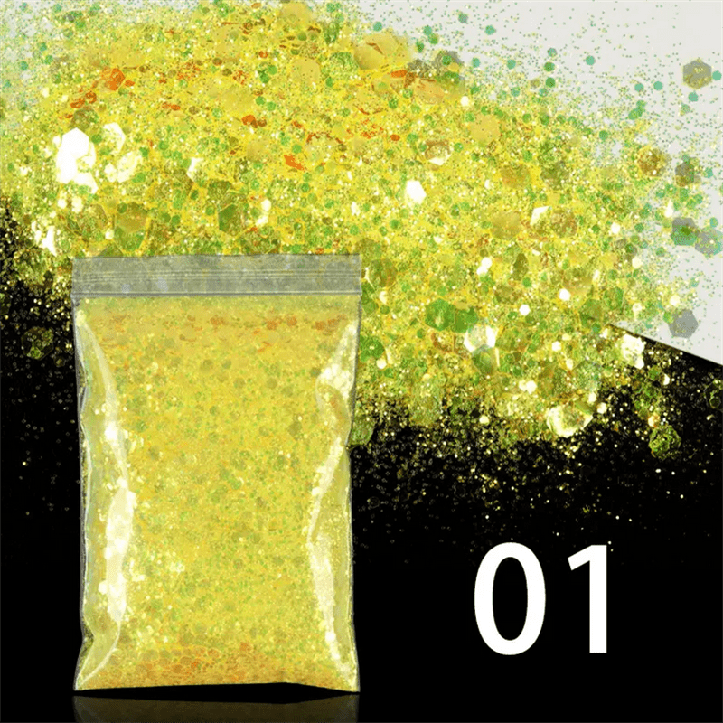  Holographic Chunky Glitter 12 Colors, YSMNDE 120g Cosmetic Craft  Glitter for Resin, Body Sequins, Hair, Face, Nail, Slime, Tumblers,  Painting, Greeting Cards, Festival Party Art and More-0.35oz Each : Arts,  Crafts