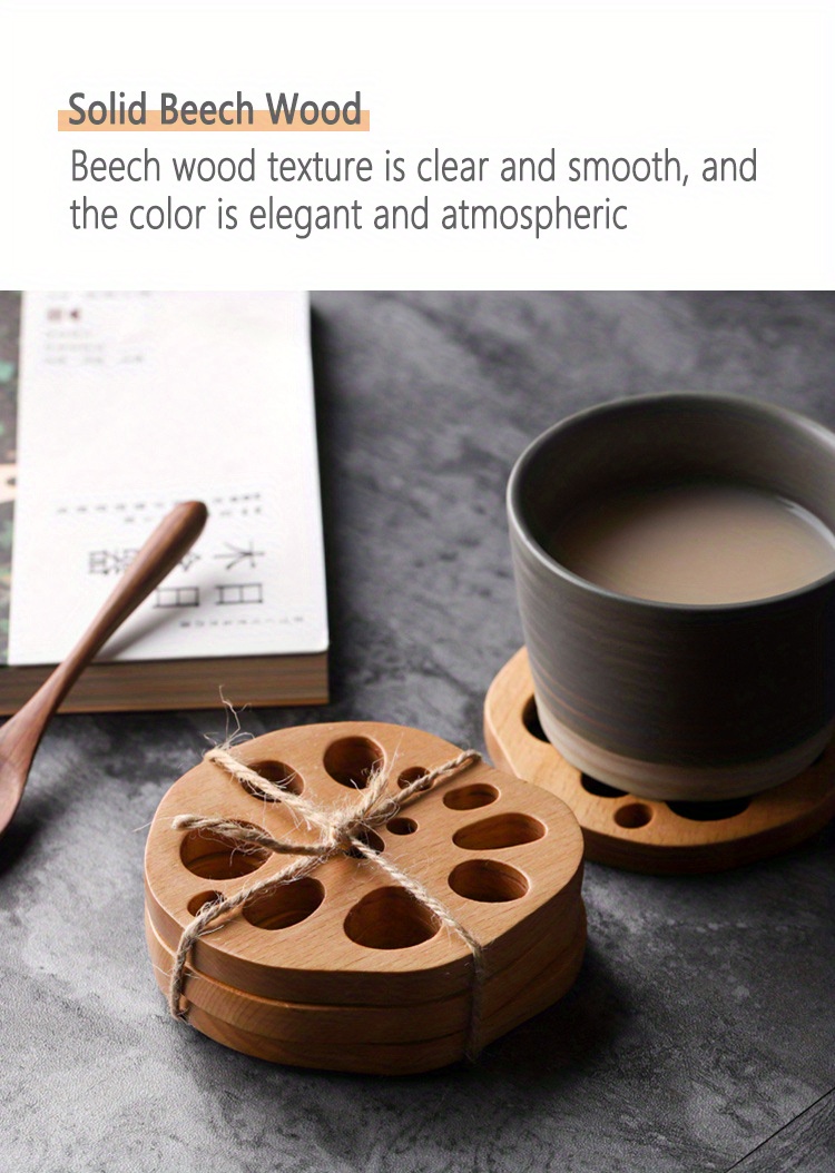 Lotus Root Shaped Wooden Coasters For Drinks Natural - Temu