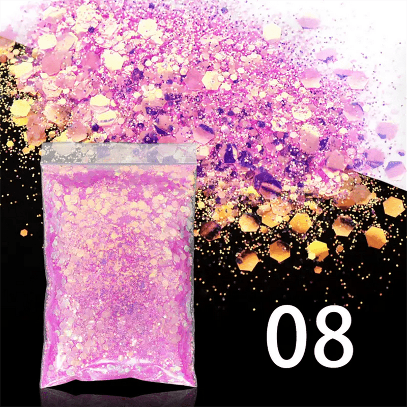 NODDWAY Holographic Chunky Glitter 12 Colors Total 180g, Chunky Glitter for  Resin, Cosmetic Craft Glitter for Epoxy Resin,Festival