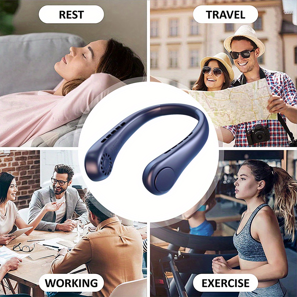 1pc mini neck fan portable foldable leafless hanging neck fan sports air conditioner cooler fan usb charging summer essential outdoor essential small appliance college dorm room apartment essential details 4