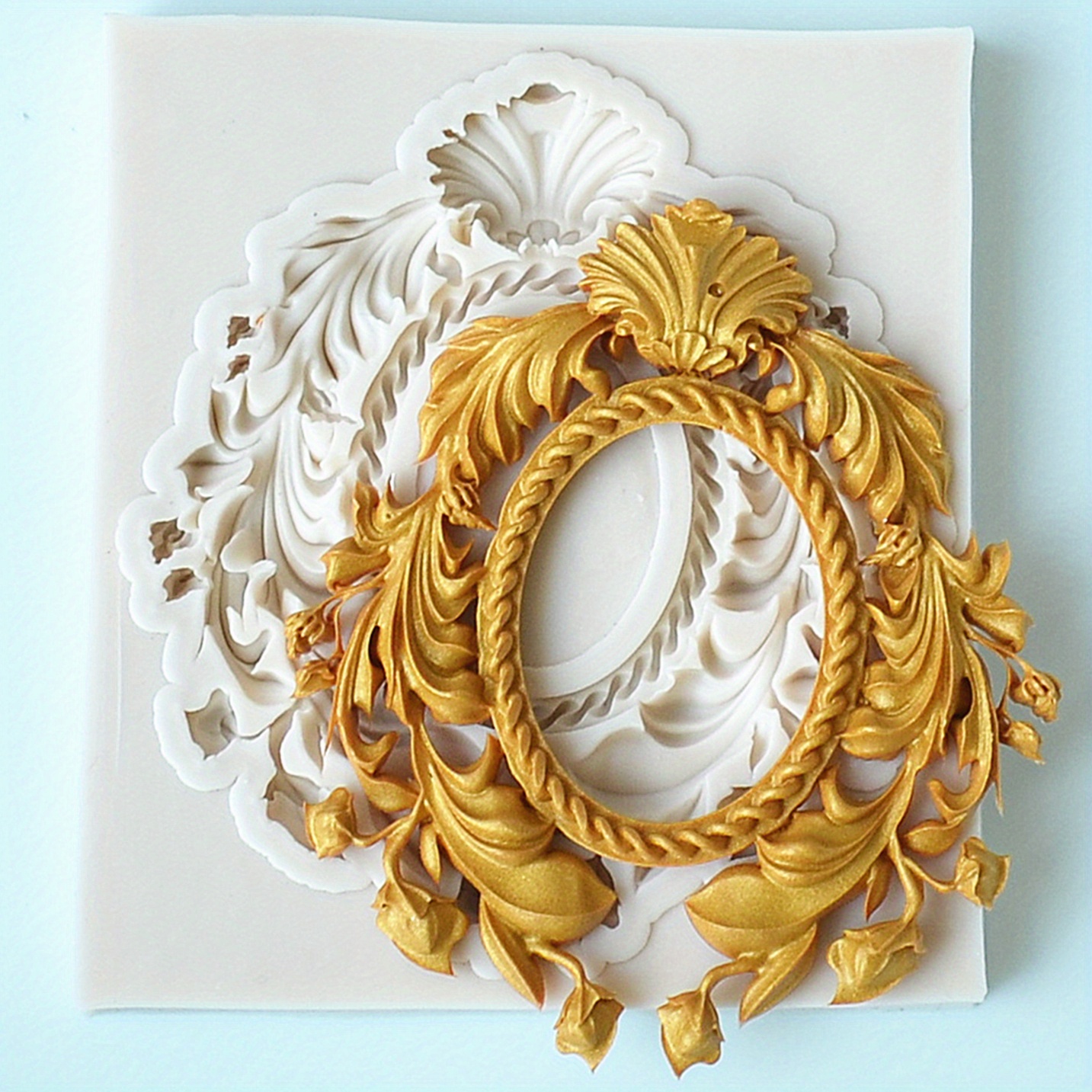 Image of 1pc, Vintage Baroque Scroll Relief Chocolate Mold - 3d Silicone Mold For Diy Cake Decorating And Baking - Perfect For Fondant And Mirror Frame Candy Making - Kitchen Gadgets And Accessories