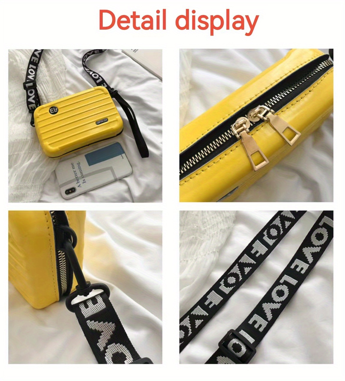 Mini Letter Graphic Box Bag, Unique Creative Novelty Crossbody Bag