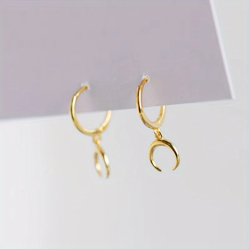 Golden Silvery Moon Design Dangle Earrings Elegant Temu Canada