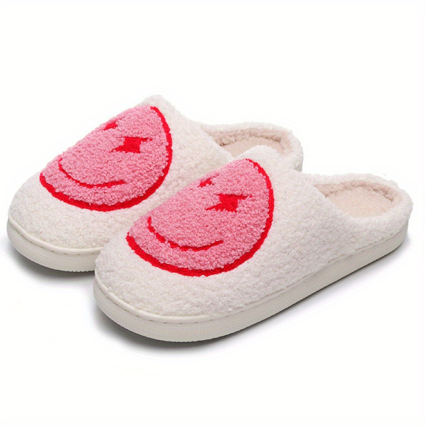 Smile Slippers, Women's Pink Smiley Face Slip-on