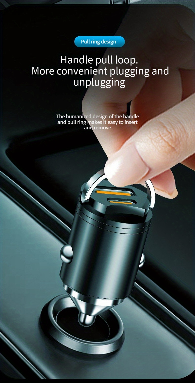 Super Mini Metal Fast Car Charger Pull Ring Type Fast Charge - Temu