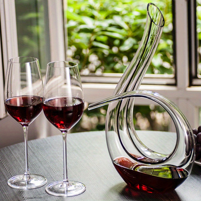 1pc, Carafe À Vin Rouge En Cristal, Forme Unique En 6, Faite À La Main, 46  Oz Carafe À Vin En Verre De Cristal Et Purificateur, Pour Le Bar À Domicile