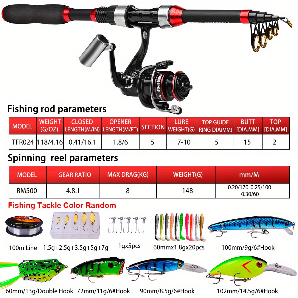 BNTTEAM Portable Fishing Rod Telescopic Fishing Spinning Reel Carbon Spinning  Rods Combo Fishing Line Fishing Lure Accessories with Carry Bag (T1 Full  Kits, 1.8 m/5.9 ft) : : Sports & Outdoors
