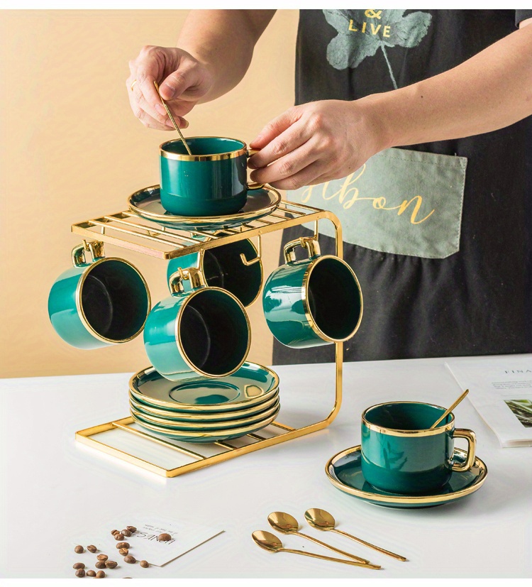 Coffee Cup Ceramic Coffee Cup Set Luxury Coffee Set Tray - Temu