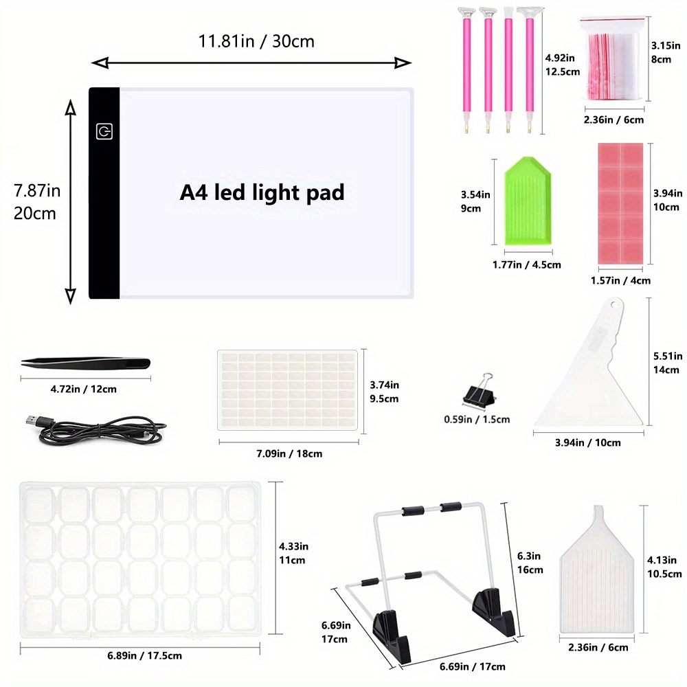 A4 A3 Led Light Board For Diamond Painting Kits Usb Powered - Temu