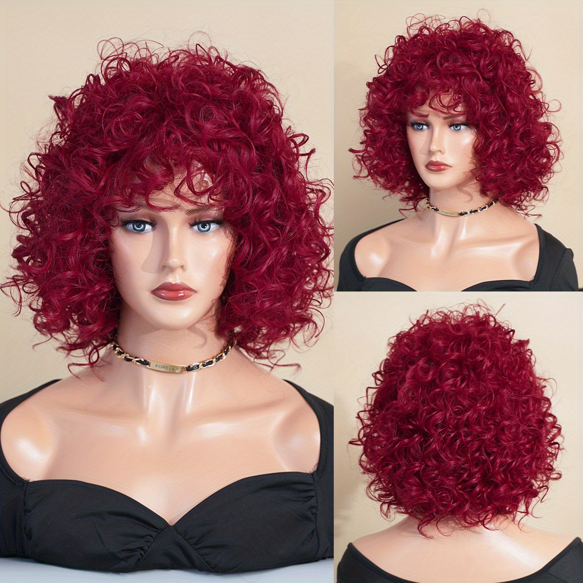 Fluffy Afro Kinky Deep Curly Wig Women Daily Cosplay Long Temu