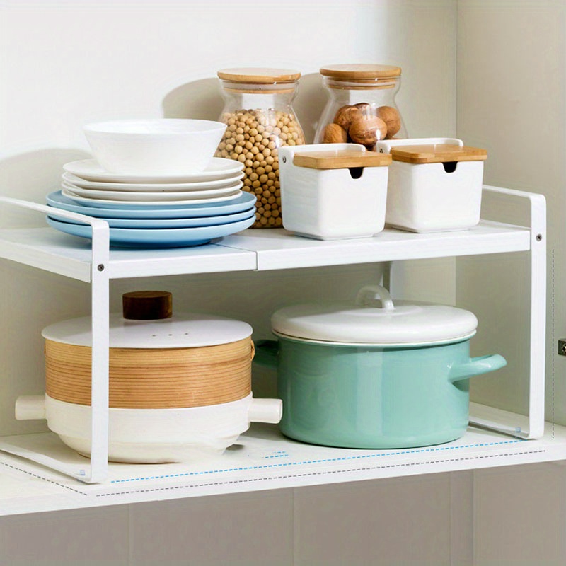 Expandable Storage Rack Kitchen Cabinet Layered Shelf Bowl Plate