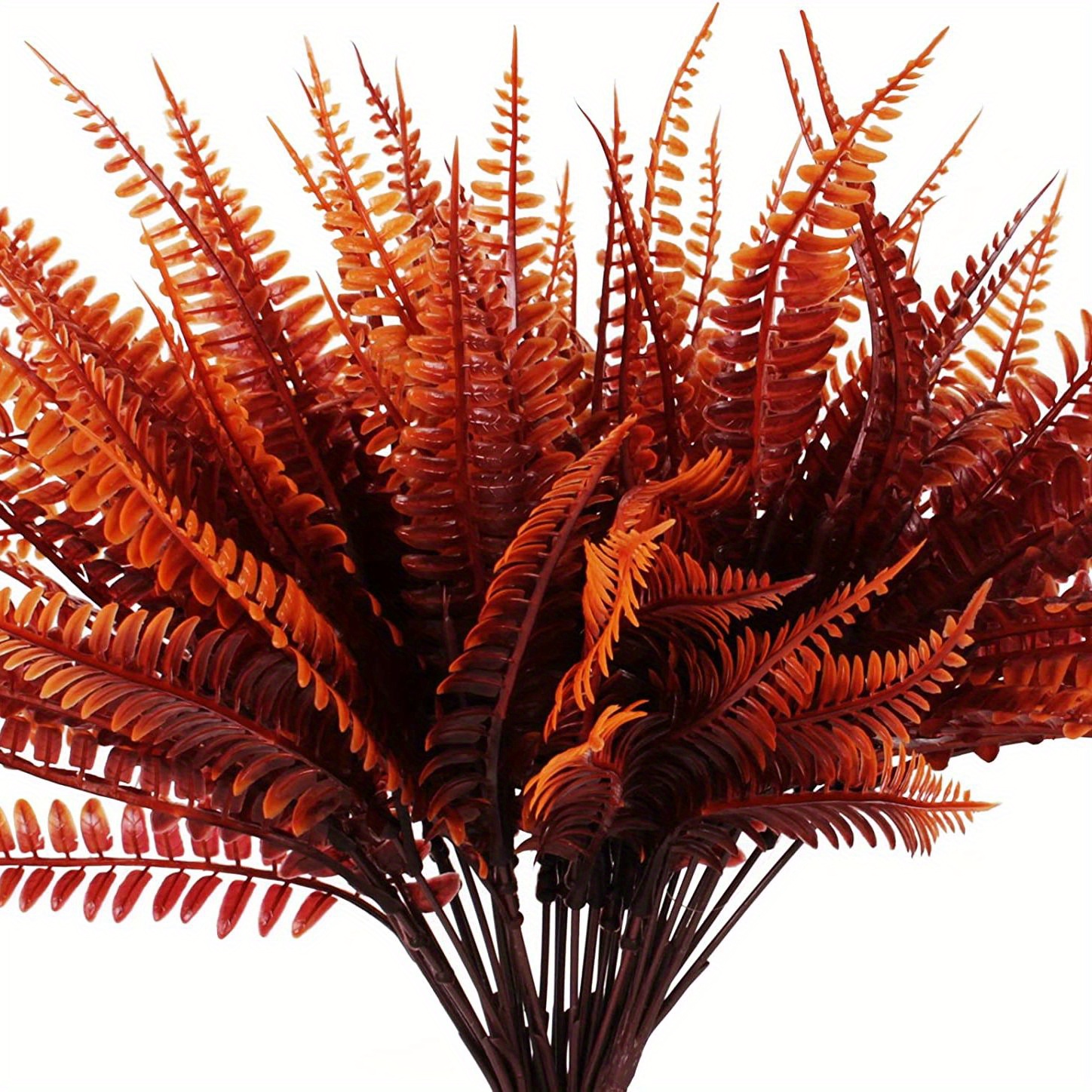 20Pcs Artificial Ferns Fall Outdoor Fake Plants Autumn Red Boston Ferns for  Porc