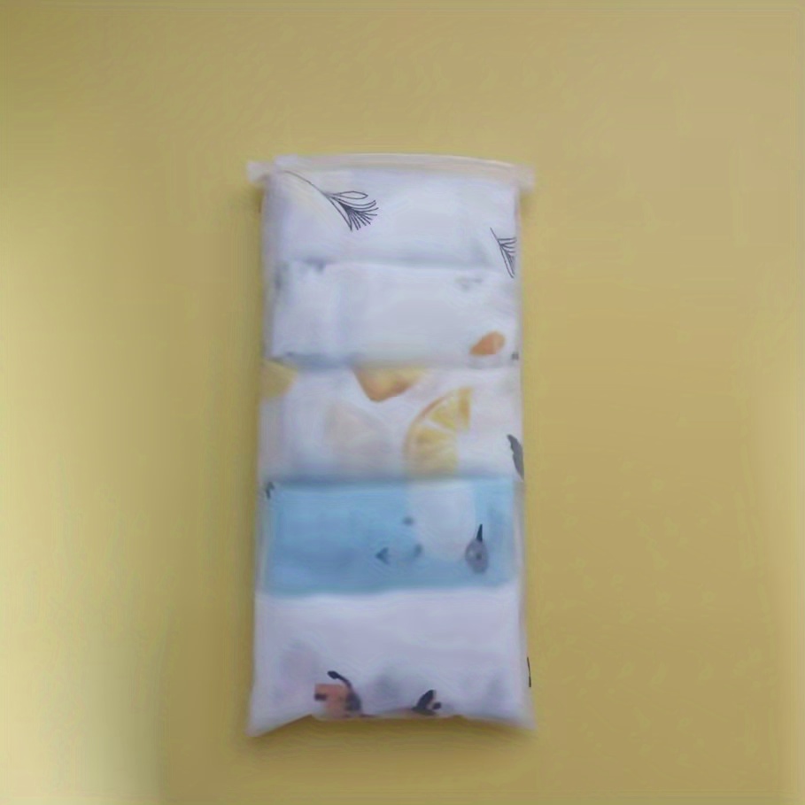 5pcs Double Layer Baby Wrap Towels, Bamboo Cotton Print