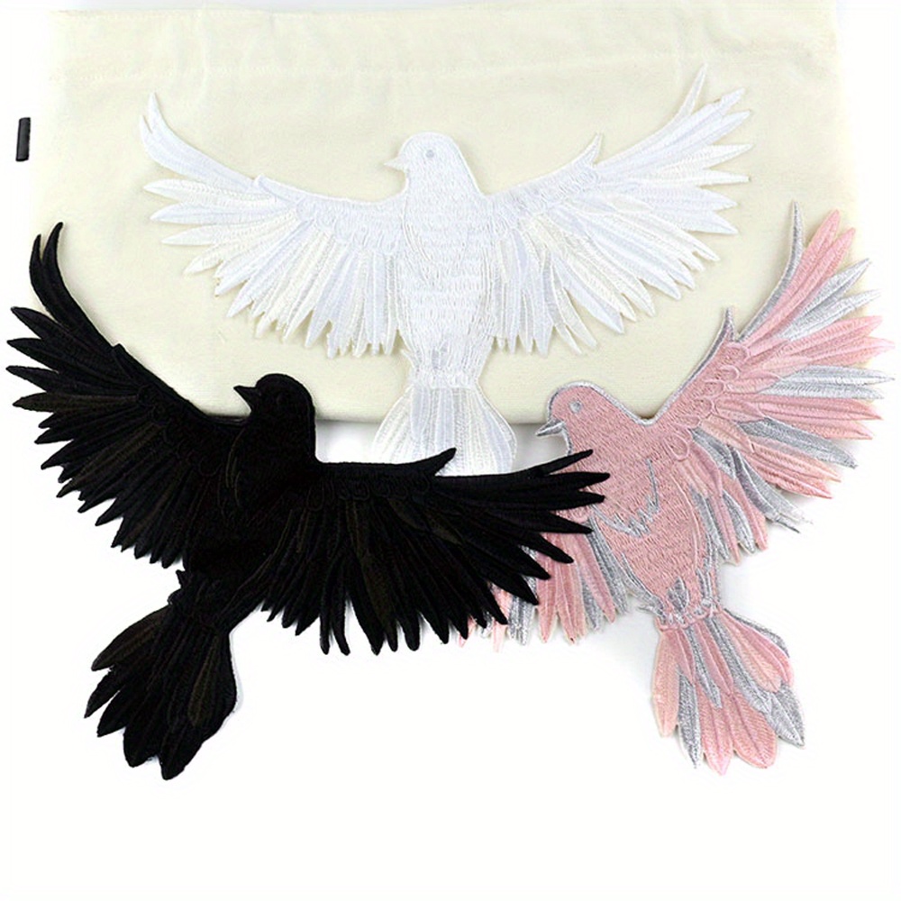 2 parches de plumas con alas de tela bordada, parche grande para el hombro,  parches de costura para bricolaje, disfraz de Halloween, ropa, jeans