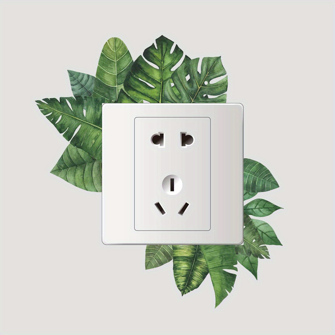 Image of 1pc Green Plant Switch Decorative Wall Sticker, Tropical Turtle Back Leaf, Removable Waterproof Vinyl Sticker, Wall Decoration For Living Room Bedroom Power Switch, Home Decor, 7x5.7inch, Witch