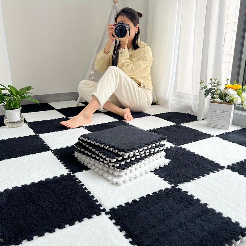 Interlocking Plush Puzzle Foam Floor Mat Soft Comfortable Temu