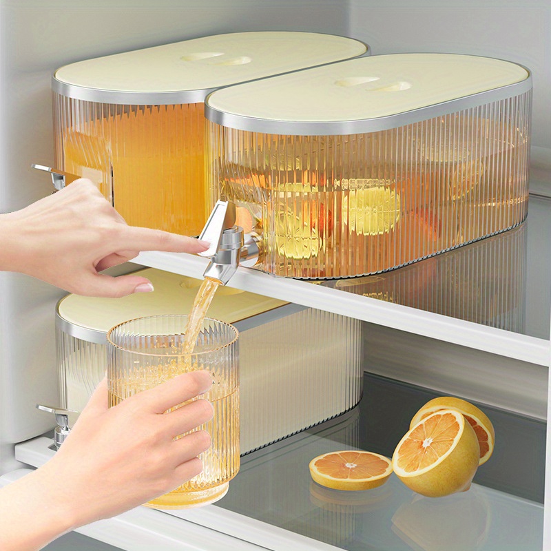 Jarra de agua para refrigerador, jarra de agua potable helada con grifo,  tetera de gran capacidad de 3.5 litros, botella de jugo de limón,  dispensador