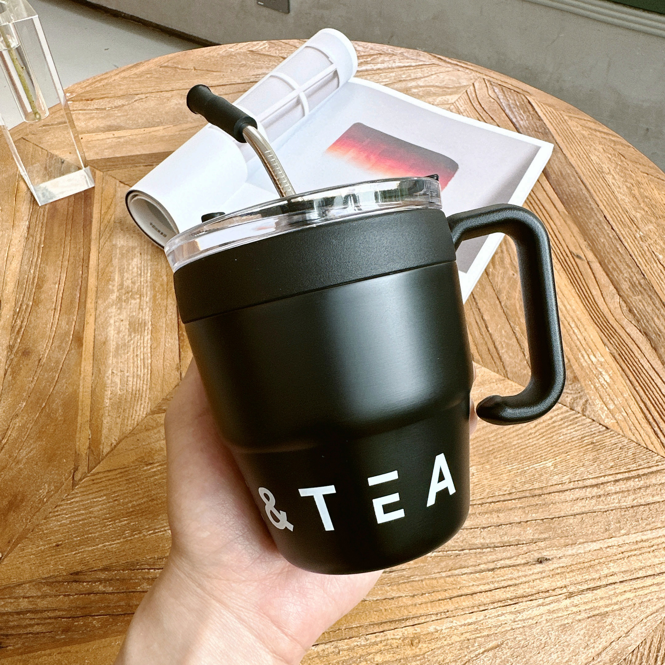 Stainless Steel Coffee Mug With Handle And Lid Portable Cup - Temu