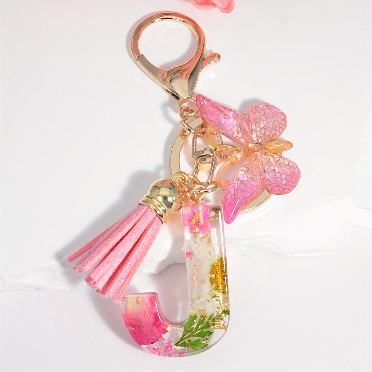 Initial Letter Keychain Dried Flower Alphabet Butterfly Keychain Purse Bag  Backpack Car Key Charm Women Girls Gift - Temu Austria