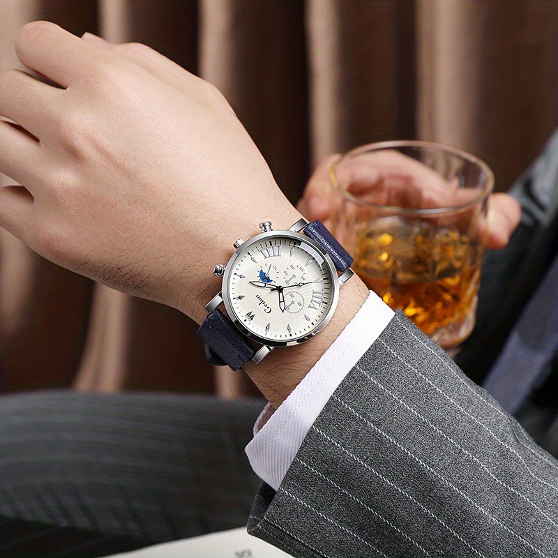 Men's Watch, Large Dial Business Quartz Wrist Watch - Temu