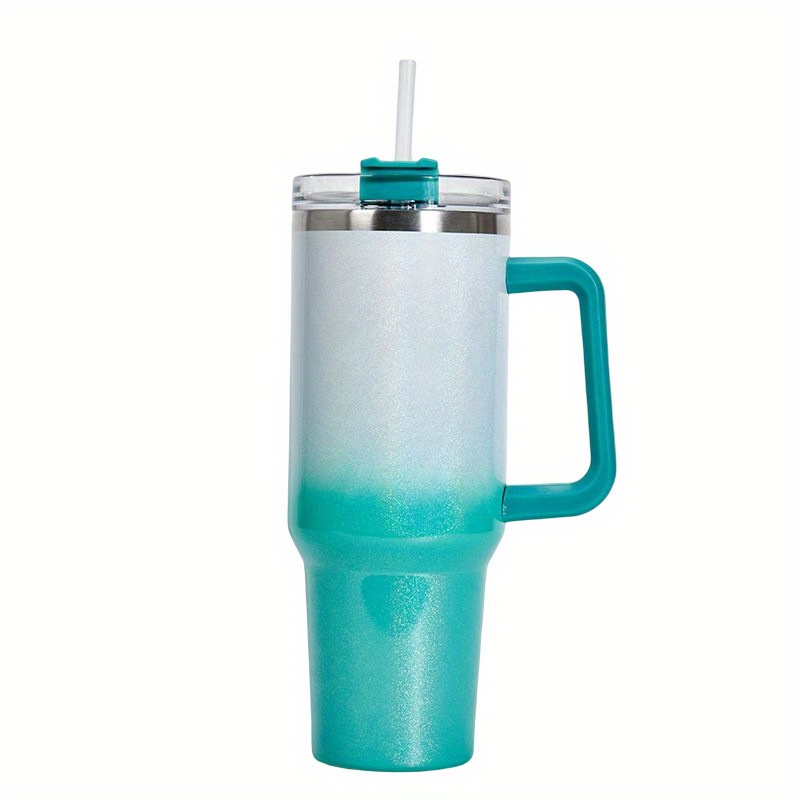 Glossy Tumbler With Lid And Straw Stainless Steel - Temu