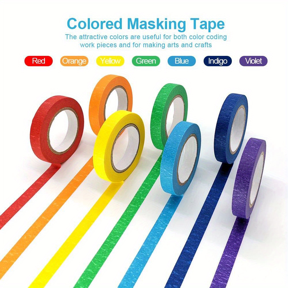 27pcs Colored Tape, Colored Masking Tape Painter Tape, Colored Tape Rolls  Art Supplies For Color Tape, Colorful Tape 9 Colors, 16.4FT/Roll