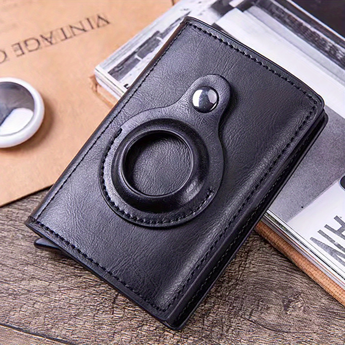 Men's RFID Blocking Card Holder With AirTag Holder Slim