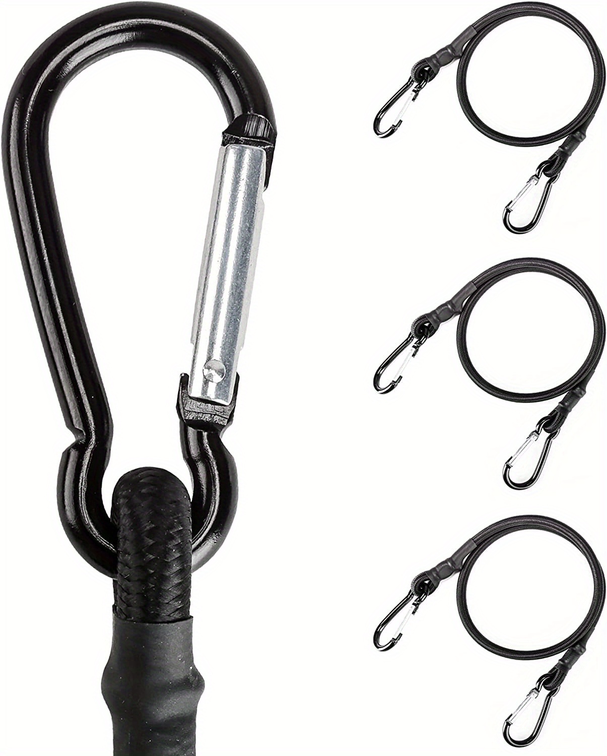 Bungee Cords with Carabiner, 12 Inch Long Heavy Duty Bungee Cords