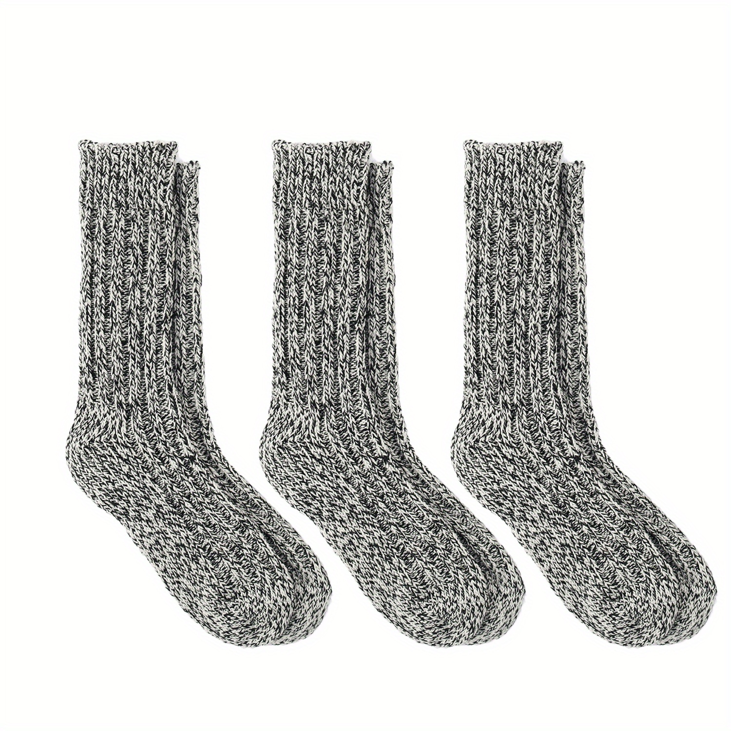 Image of 3-pair Men's Wool Wool Socks, Extra Thick Warm Snow Socks, High-quality Casual Outdoor Men's Soft Socks, Women's Mid-calf Socks, Christmas Gift Ideas