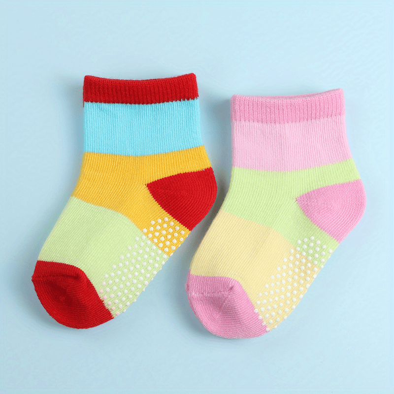 Non slip Baby Girls Socks Colourful Color Block Socks 0 2 - Temu