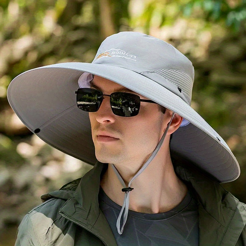 Fashion Men's Summer UV Protection Sun Hat Outdoor Mountaineering Fishing  Hat Big Brim Fisherman Hat Sun Protection Hat