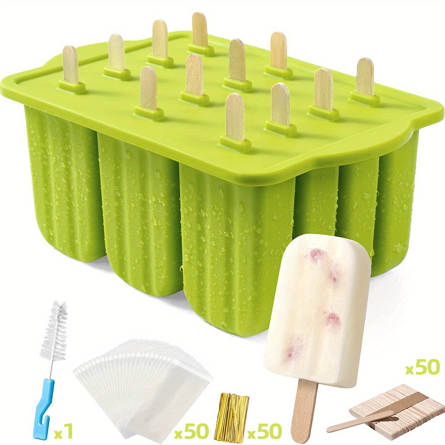 2 Cavities Heart Shape Silicone Popsicle Molds, BPA Free Homemade Ice Cream Bar  Mold Ice Pop Molds