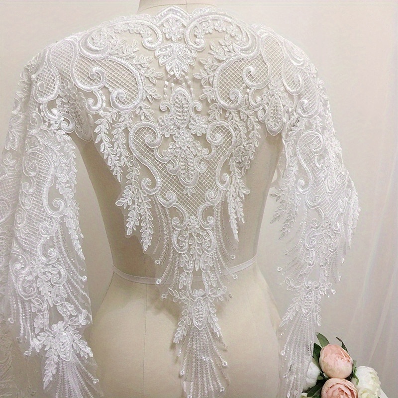 Image of Border Lace, Beautiful Embroidery Border Lace Trimming Lace For Diy Evening Dress Bridal Veil Wedding Dress