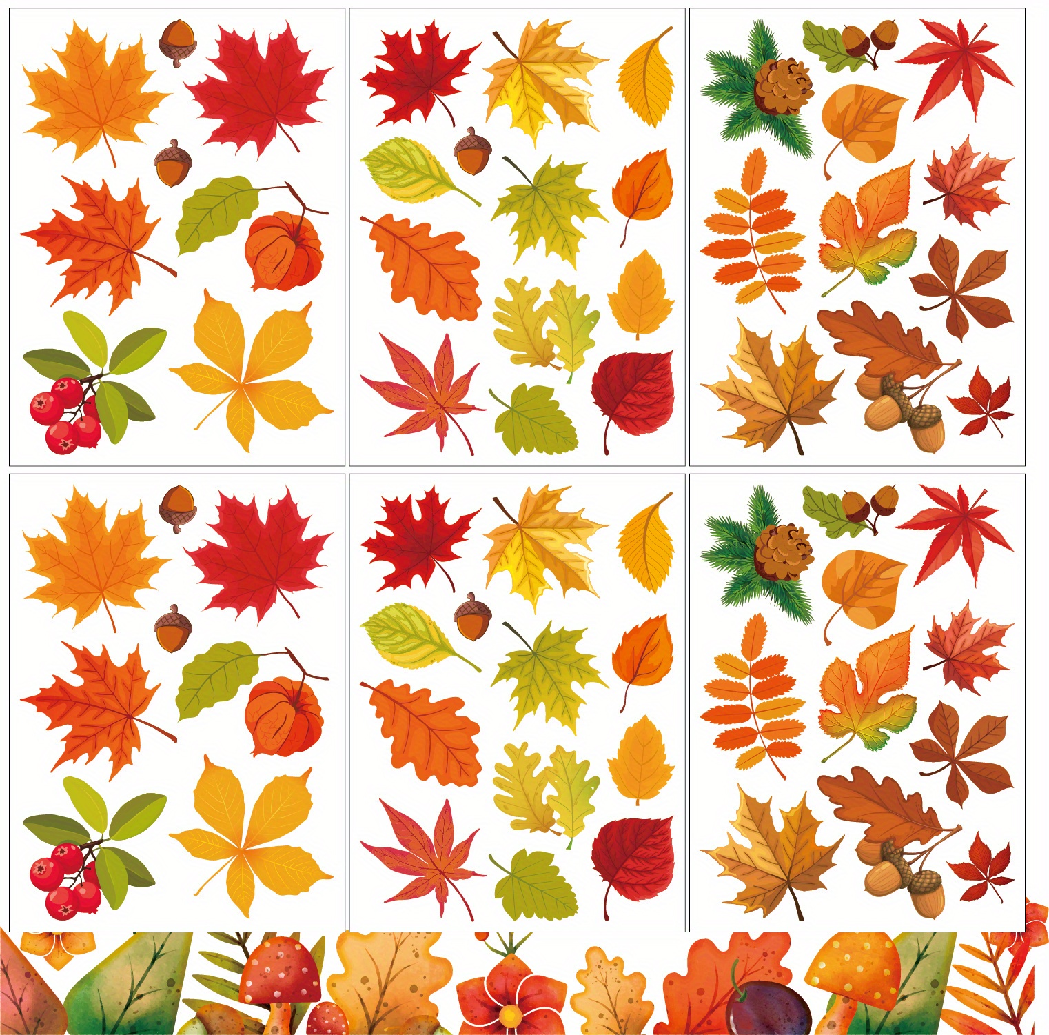 6sheets 64pcs autumn maple leaf electrostatic window stickers bedroom living room window decoration thanksgiving   decoration details 4