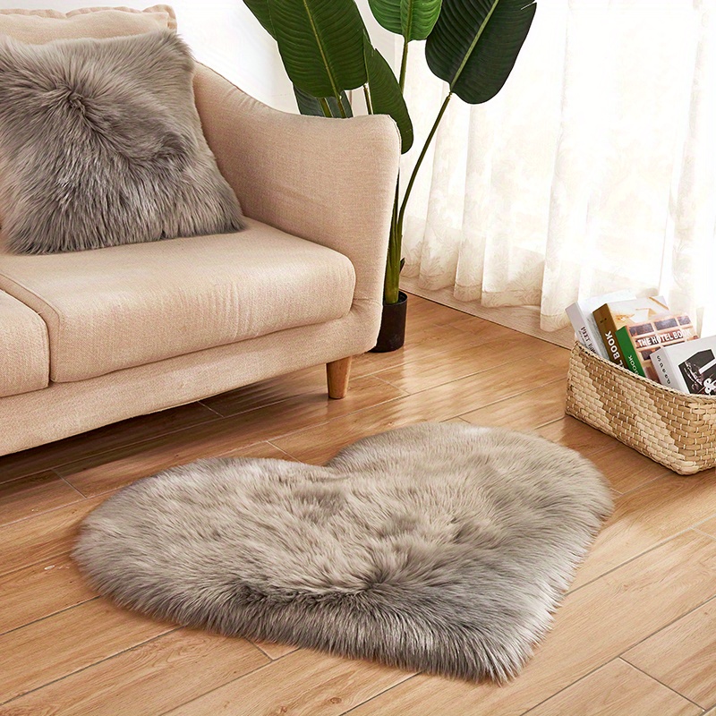 plush   shaped area mat soft   sheepskin machine washable stain resistant ideal for living room bedroom office decor details 1