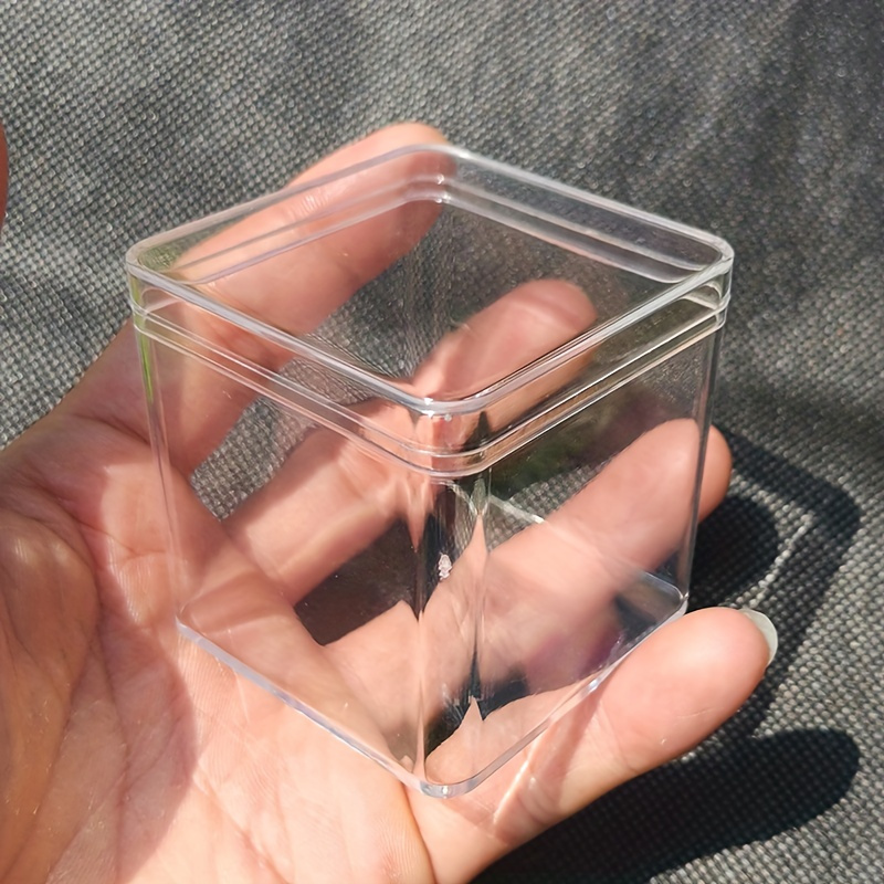 2PCS Small Transparent Plastic Storage Box Clear Square