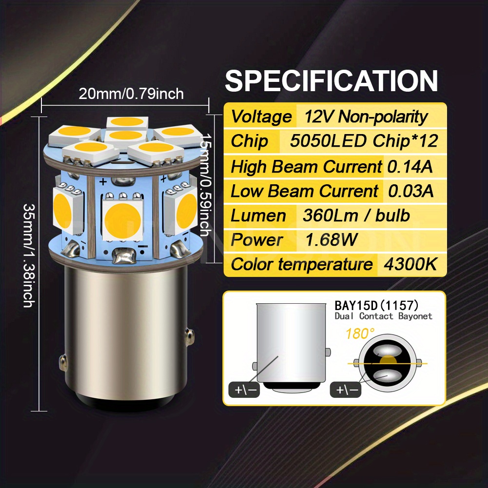 BA15s 12SMD 5050 LED Spot Bulb